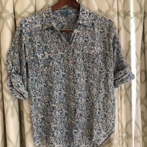 C&C Cotton Shirt with blue flower print
